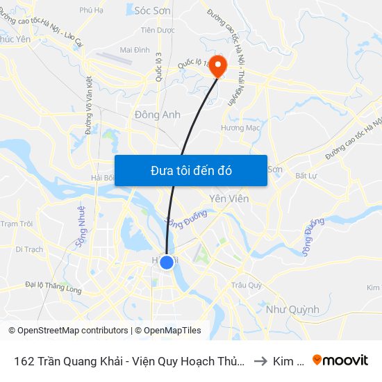 162 Trần Quang Khải - Viện Quy Hoạch Thủy Lợi to Kim Lũ map