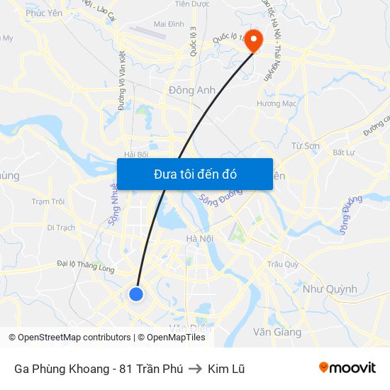 Ga Phùng Khoang - 81 Trần Phú to Kim Lũ map