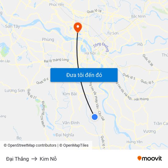 Đại Thắng to Kim Nỗ map