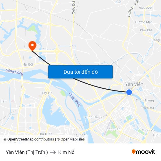 Yên Viên (Thị Trấn ) to Kim Nỗ map