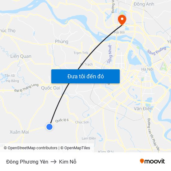 Đông Phương Yên to Kim Nỗ map