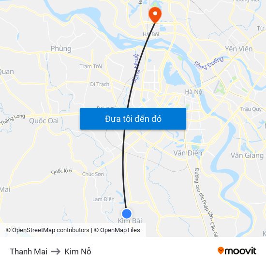 Thanh Mai to Kim Nỗ map