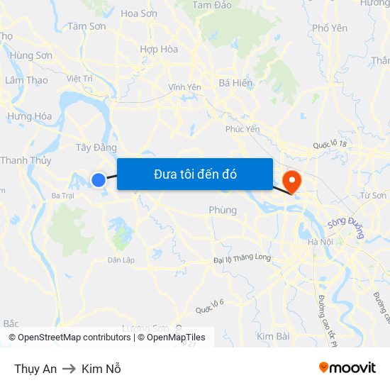 Thụy An to Kim Nỗ map