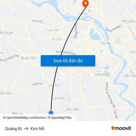 Quảng Bị to Kim Nỗ map