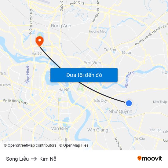 Song Liễu to Kim Nỗ map