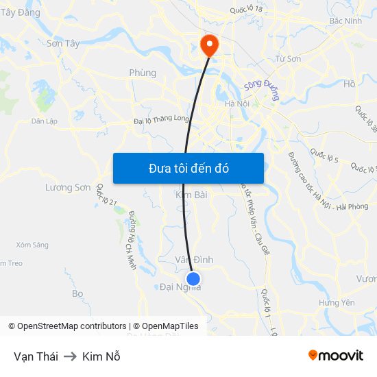 Vạn Thái to Kim Nỗ map