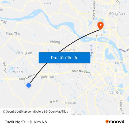 Tuyết Nghĩa to Kim Nỗ map