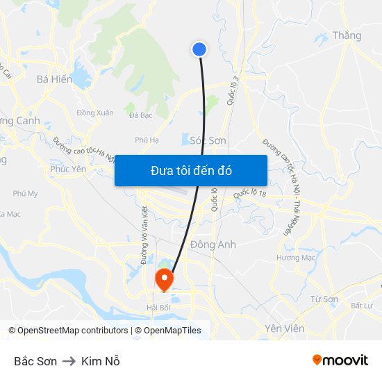 Bắc Sơn to Kim Nỗ map