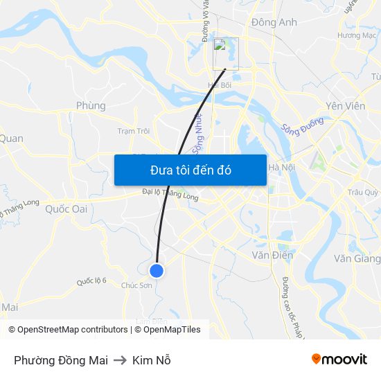 Phường Đồng Mai to Kim Nỗ map