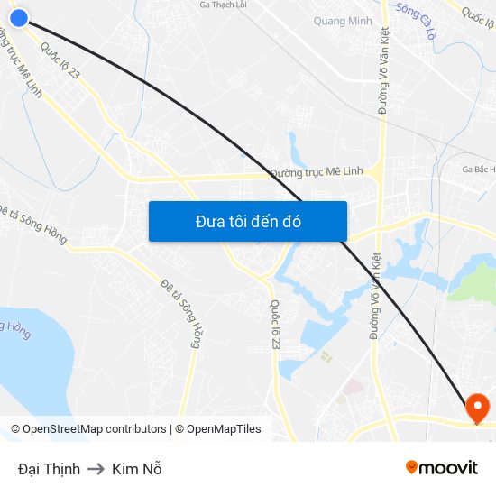 Đại Thịnh to Kim Nỗ map