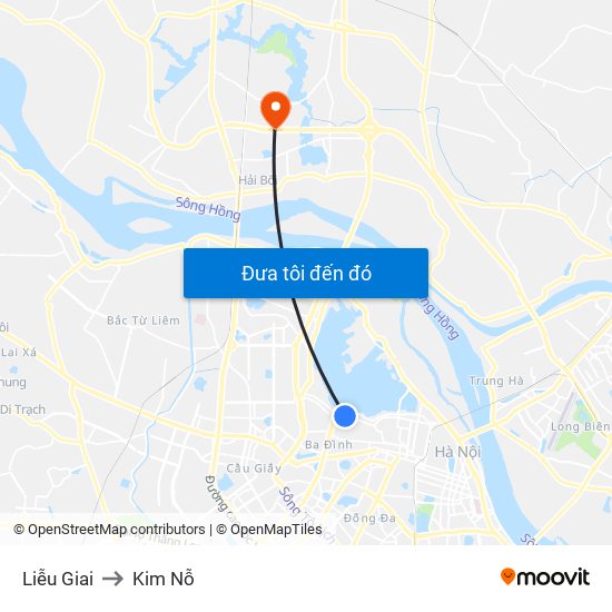 Liễu Giai to Kim Nỗ map