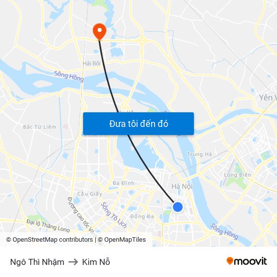 Ngô Thì Nhậm to Kim Nỗ map