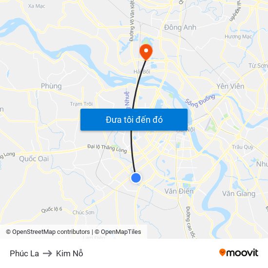 Phúc La to Kim Nỗ map