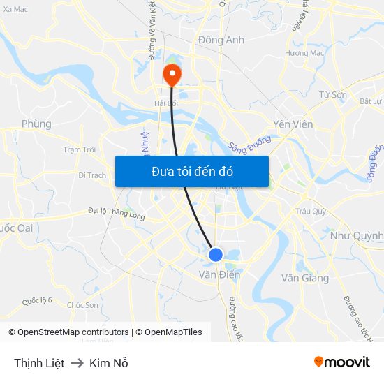 Thịnh Liệt to Kim Nỗ map