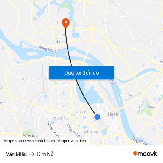 Văn Miếu to Kim Nỗ map