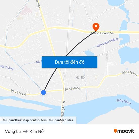 Võng La to Kim Nỗ map