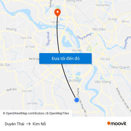 Duyên Thái to Kim Nỗ map