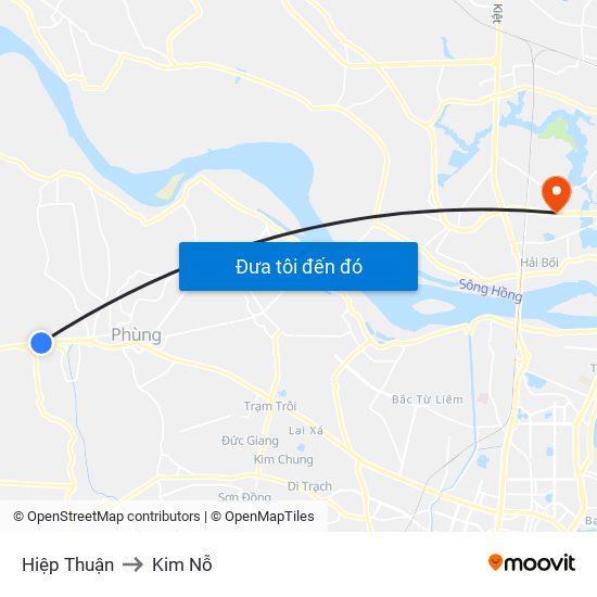 Hiệp Thuận to Kim Nỗ map