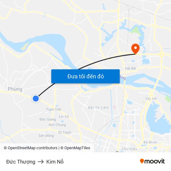 Đức Thượng to Kim Nỗ map