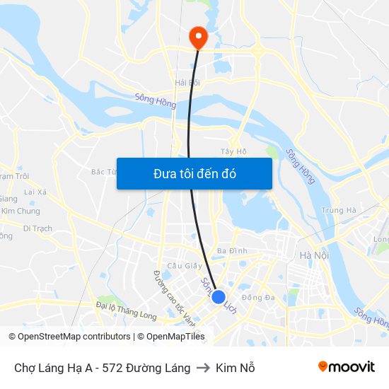 Chợ Láng Hạ A - 572 Đường Láng to Kim Nỗ map