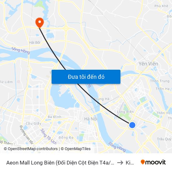 Aeon Mall Long Biên (Đối Diện Cột Điện T4a/2a-B Đường Cổ Linh) to Kim Nỗ map