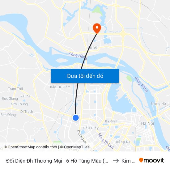 Đối Diện Đh Thương Mại - 6 Hồ Tùng Mậu (Cột Sau) to Kim Nỗ map
