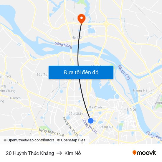 20 Huỳnh Thúc Kháng to Kim Nỗ map