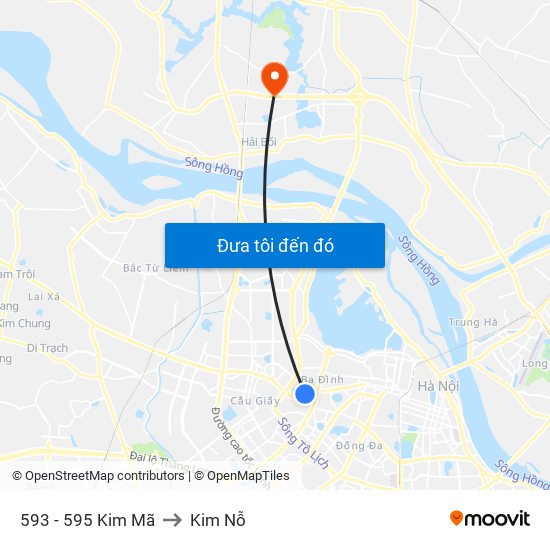 593 - 595 Kim Mã to Kim Nỗ map