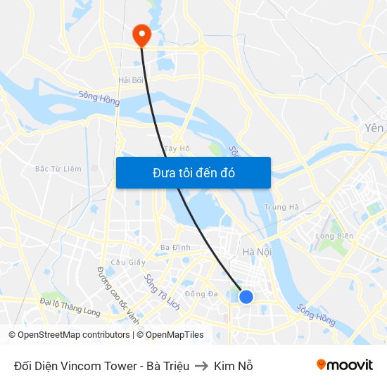 Đối Diện Vincom Tower - Bà Triệu to Kim Nỗ map