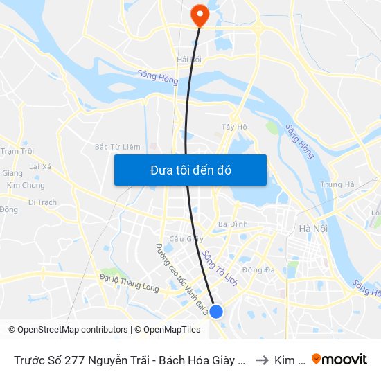 Trước Số 277 Nguyễn Trãi - Bách Hóa Giày Thượng Đình to Kim Nỗ map