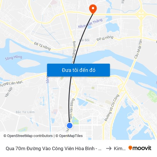 Qua 70m Đường Vào Công Viên Hòa Bình - Phạm Văn Đồng to Kim Nỗ map