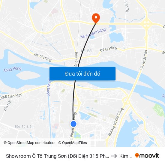 Showroom Ô Tô Trung Sơn (Đối Diện 315 Phạm Văn Đồng) to Kim Nỗ map