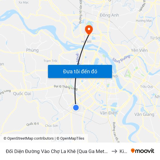 Đối Diện Đường Vào Chợ La Khê (Qua Ga Metro La Khê) - 405 Quang Trung (Hà Đông) to Kim Nỗ map