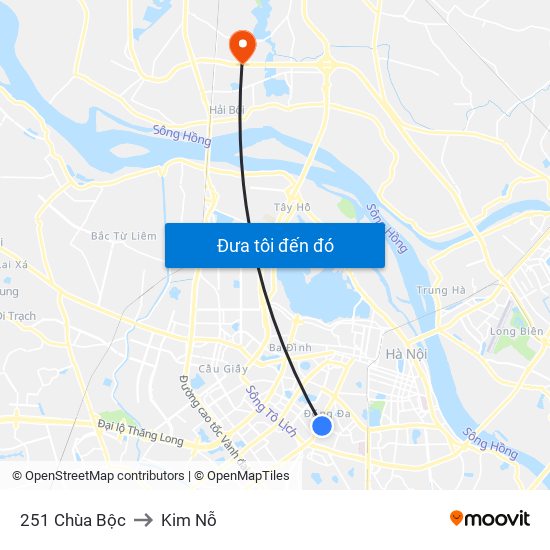 251 Chùa Bộc to Kim Nỗ map