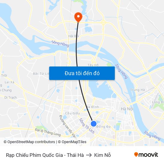 Rạp Chiếu Phim Quốc Gia - Thái Hà to Kim Nỗ map