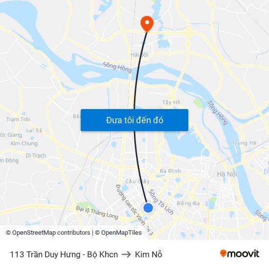 113 Trần Duy Hưng - Bộ Khcn to Kim Nỗ map