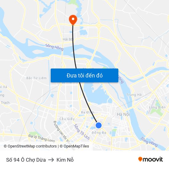 Số 94 Ô Chợ Dừa to Kim Nỗ map