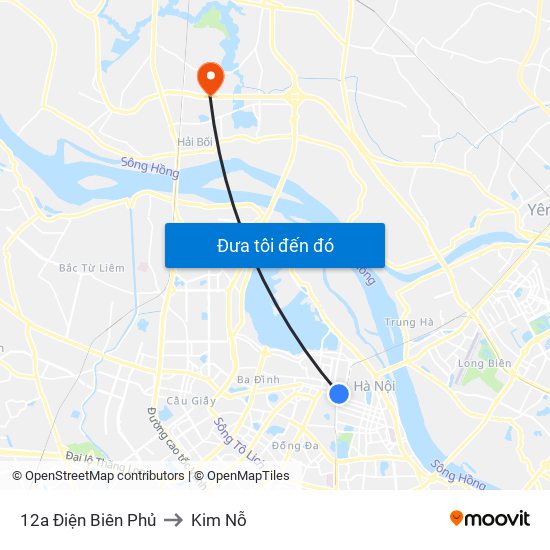 12a Điện Biên Phủ to Kim Nỗ map