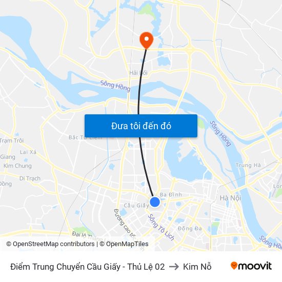 Điểm Trung Chuyển Cầu Giấy - Thủ Lệ 02 to Kim Nỗ map