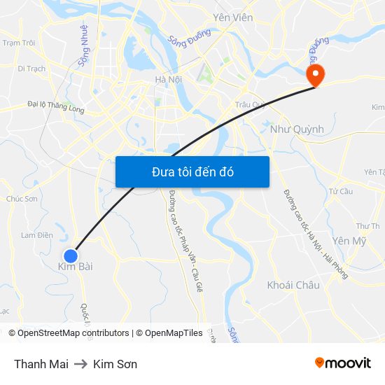 Thanh Mai to Kim Sơn map