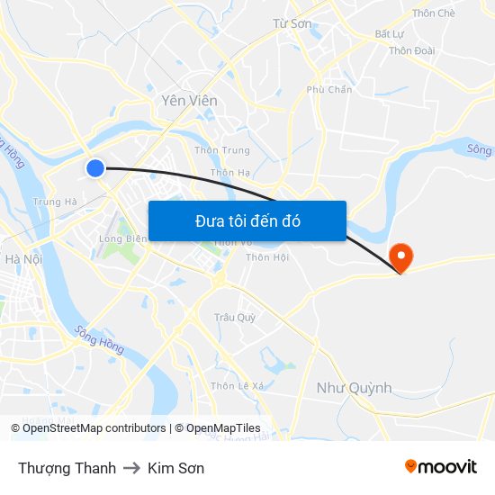 Thượng Thanh to Kim Sơn map
