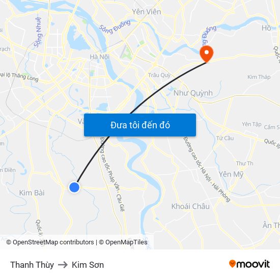 Thanh Thùy to Kim Sơn map