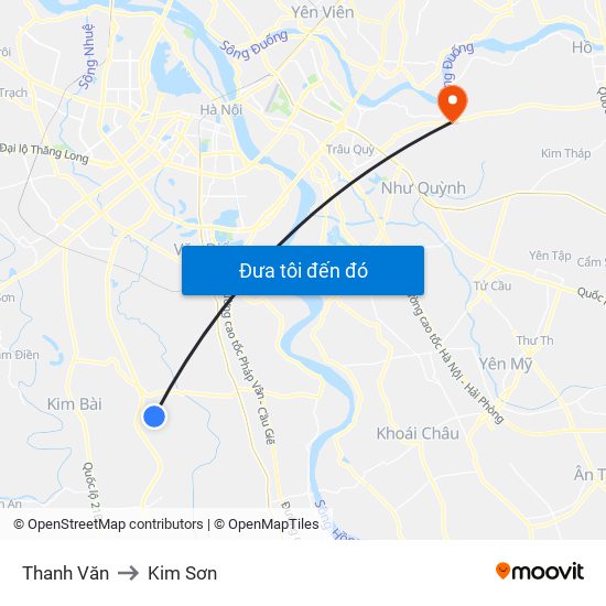 Thanh Văn to Kim Sơn map