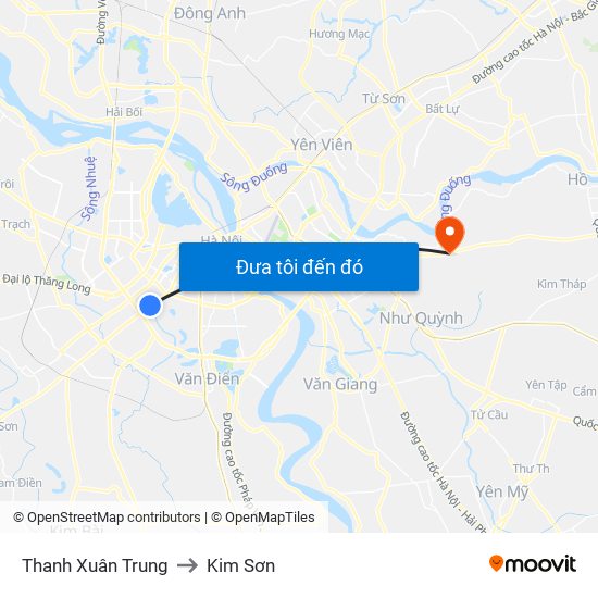 Thanh Xuân Trung to Kim Sơn map