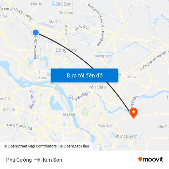 Phú Cường to Kim Sơn map