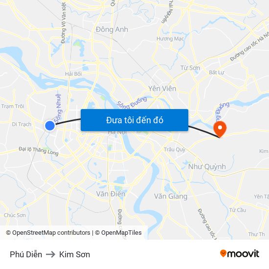 Phú Diễn to Kim Sơn map