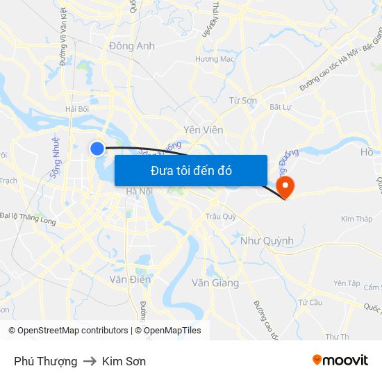 Phú Thượng to Kim Sơn map