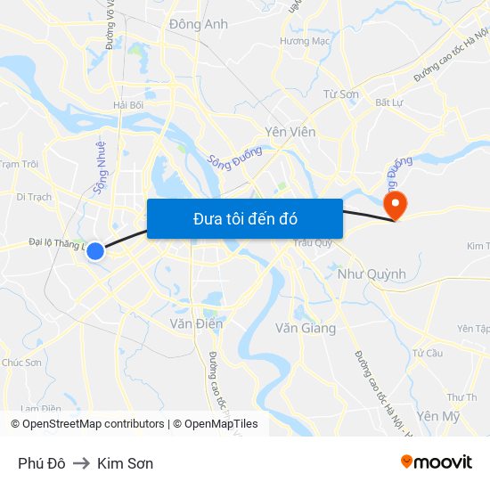 Phú Đô to Kim Sơn map