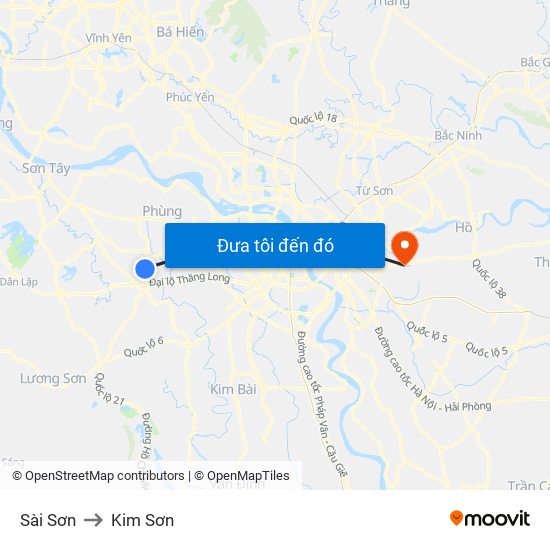 Sài Sơn to Kim Sơn map