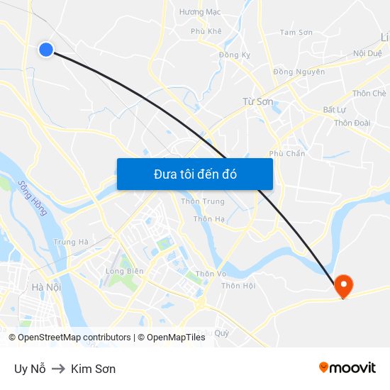 Uy Nỗ to Kim Sơn map